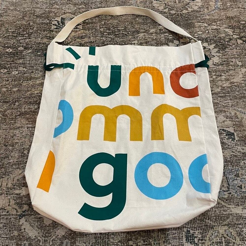 Uncommon Goods Canvas Tote Bag Colorful Letter Print Reusable Shoulder Bag
